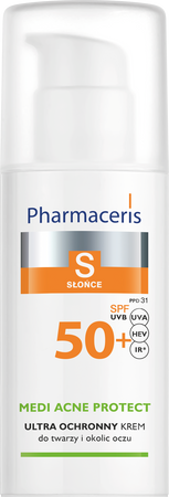 PHARMACERIS S SPF 50+ Krem ochronny dla skóry trądzikowej, mieszanej i tłustej 50ml