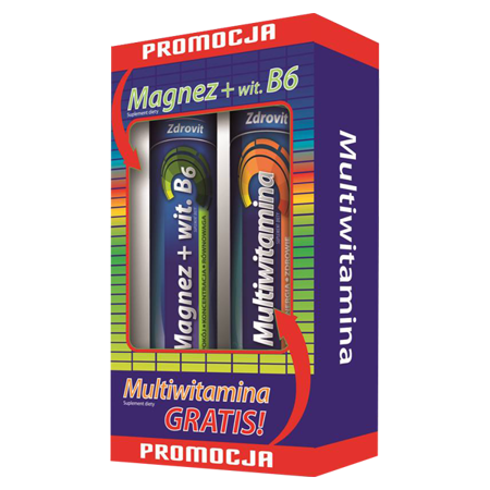 ZDROVIT Magnez + Witamina B6 x 24 tabletki musujące + Multiwitamina x 20 tabletek musujących gratis