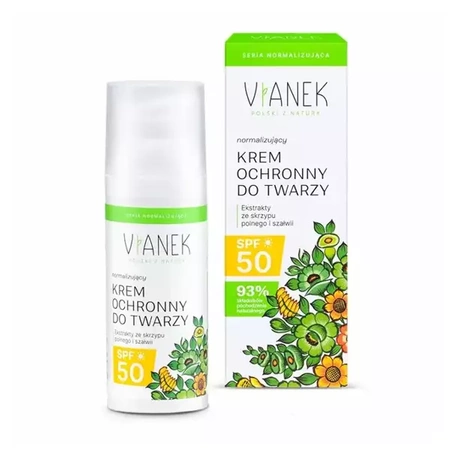 Vianek Krem ochronny do twarzy SPF50 normalizujący 50ml