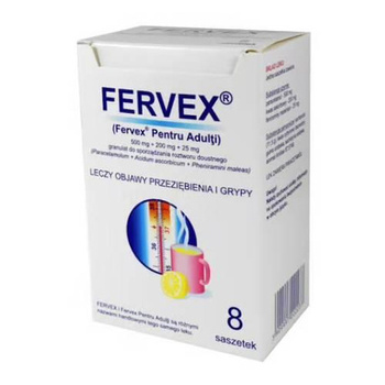 Fervex (500mg+200mg+25mg) granulat o smaku cytrynowym x 8 saszetek