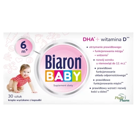 Bioaron Baby 6m+, kapsułki z witaminą D i DHA dla dzieci, kobiet ciężarnych i karmiących, 30 szt.