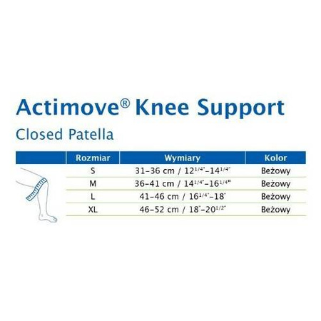 Actimove Everyday Supports Opaska stabilizująca staw kolanowy z zabudowaną rzepką i 2 fiszbinami, rozmiar S DATA WAŻNOŚCI  18.01.2026