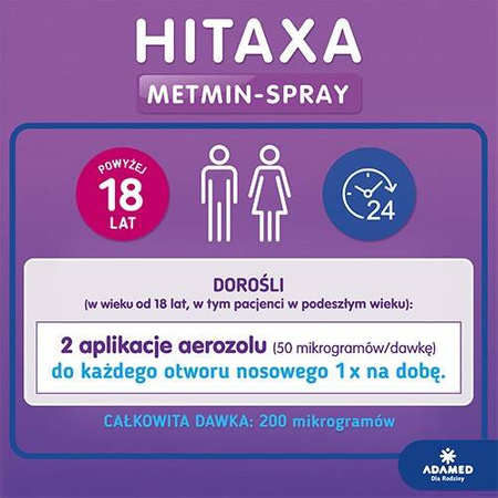 Hitaxa Metmin steryd w aerozolu w leczeniu objawów kataru alergicznego, 140 dawek 