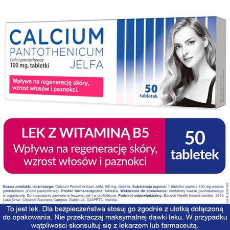 Calcium Pantothenicum Jelfa 100mg x 50 tabletek 