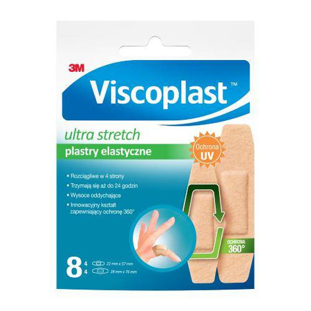 VISCOPLAST Ultra Stretch Plastry elastyczne, 8 sztuk