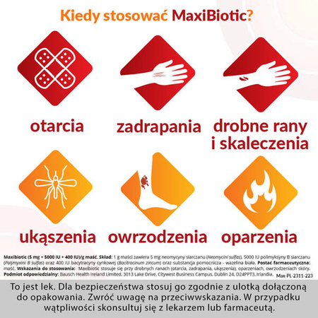 Maxibiotic maść 10 saszetek x  1g DATA WAŻNOŚCI 31.03.2025