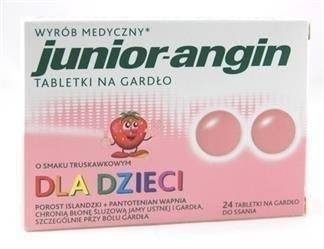 JUNIOR-ANGIN x 24 tabletki do ssania, smak truskawkowy