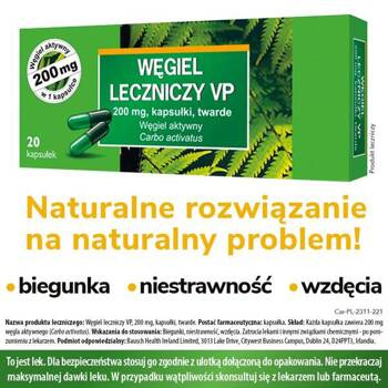 Węgiel leczniczy VP 200 mg 20 kapsułek