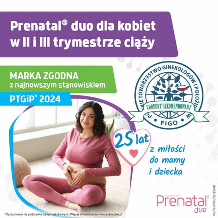 Prenatal DUO – witaminy dla kobiet w ciąży (od 13. tygodnia) i karmiących piersią, 60 + 30 kapsułek (DHA, laktoferyna, cholina)