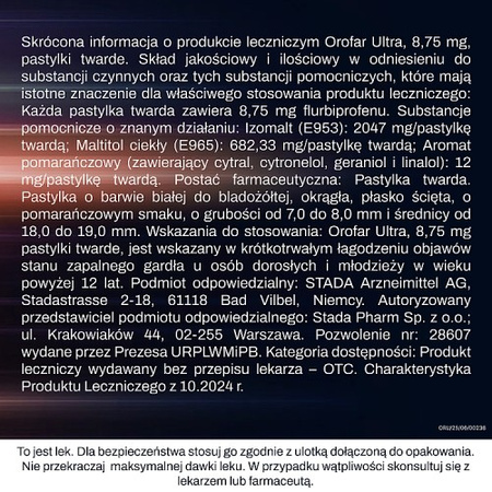 Orofar Ultra 8,75 mg 24 pastylki do ssania bez cukru 