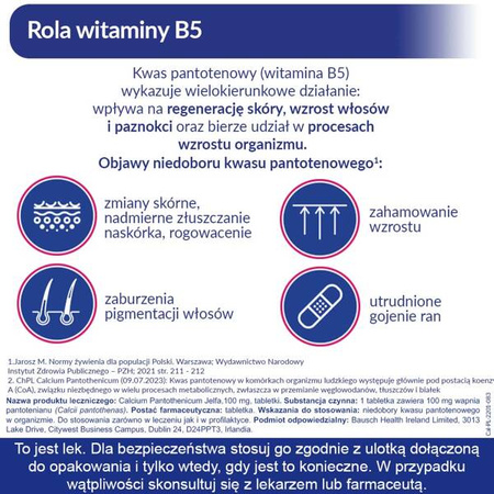 Calcium Pantothenicum Jelfa 100mg x 50 tabletek 