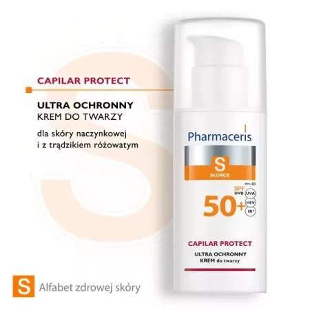 PHARMACERIS S Krem ochronny dla skóry naczynkowej i z trądzikiem różowatym SPF50+, 50ml