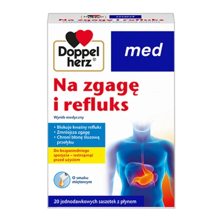 Doppelherz med Na Zgagę i Refluks płyn, 20 saszetek x 10 ml