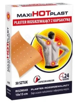 MaxiPlast plaster intensywnie rozgrzewający z kapsaicyną 10 x 15 cm, 50sztuk