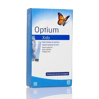 OPTIUM XIDO Test paskowy do pomiaru stężenia glukozy we krwi x 50 sztuk