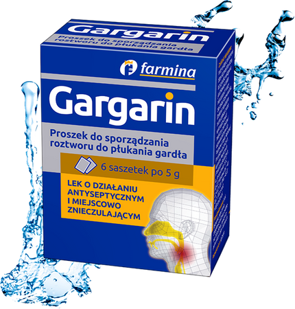 GARGARIN do sporządządzania płynu do płukania gardła x  saszetki 6x5g
