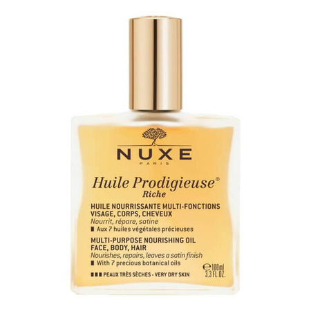 Nuxe Huile Prodigieuse Riche Very Dry Skin Wielofunkcyjny suchy olejek do twarzy, ciała i włosów 100 ml 