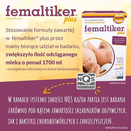 femaltiker® plus – wsparcie organizmu kobiety w okresie laktacji, smak czekoladowy, 12 saszetek
