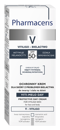 Pharmaceris V Viti Melo Day Spf50+ Ochronny Krem Dla Skóry Z Problemem Bielactwa Do Twarzy I Ciała Na Dzień, 75ml