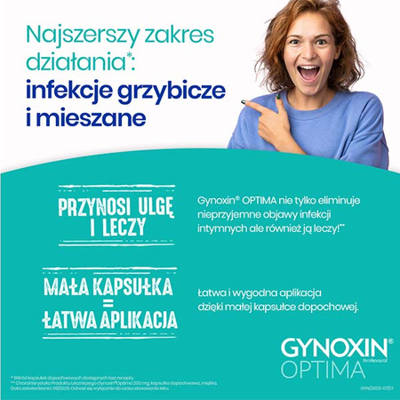 Gynoxin Optima 200 mg x 3 kapsułki dopochwowe