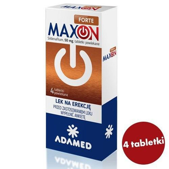 Maxon Forte, tabletki na erekcję 50mg, 4 tabletki  - Ekspresowa wysyłka towaru!