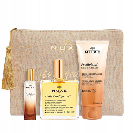 NUXE Kosmetyczka Prodigieux PERFUMY 15ml+ Suchy olejek 50ml + Olejek pod prysznic 100 ml