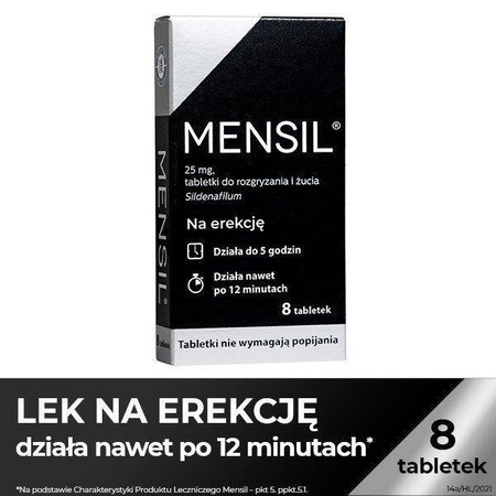 MENSIL Tabletki do rozgryzania i żucia 25mg x 8 tabletek