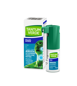 Tantum Verde Duo 1,5 mg/ml + 5 mg/ml aerozol do stosowania w jamie ustnej, 15 ml