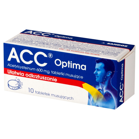 ACC Optima 600 mg, tabletki o działaniu wykrztuśnym, 10 tabletek musujacych