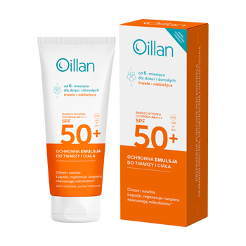OILLAN Ochronna emulsja przeciwsłoneczna do twarzy i ciała z filtrem SPF50+ do skóry wrażliwej 100 ml