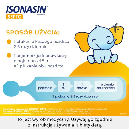 ISONASIN SEPTO Roztwór do płukania nosa, 5ml x 20 ampułek