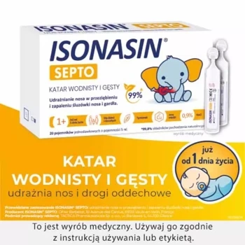 ISONASIN SEPTO Roztwór do płukania nosa, 5ml x 20 ampułek
