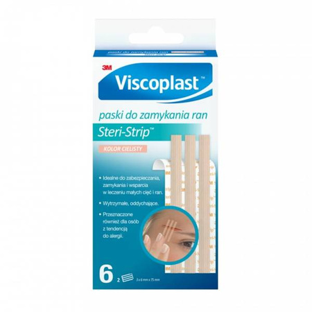 Viscoplast Steri-Strip Paski do zamykania ran 6x75mm cieliste x 6 sztuk