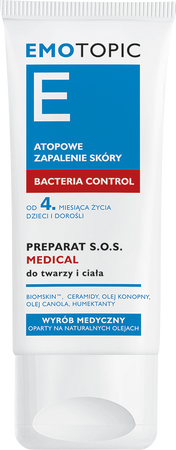EMOTOPIC Bacteria Control Preparat S.O.S. Medical do twarzy i ciała, 30 ml 