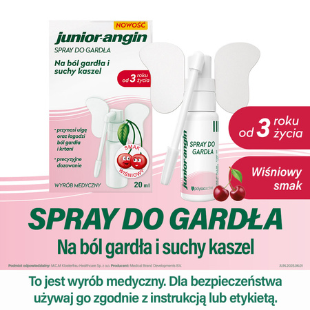 Junior-angin spray do gardła z miodem na ból gardła i suchy kaszel, dla dzieci od 3. roku życia i dorosłych, 20 ml