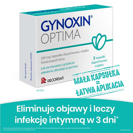 Gynoxin Optima 200 mg x 3 kapsułki dopochwowe