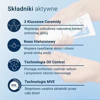 CeraVe Oil Control Żel-krem nawilżający dla skóry mieszanej i tłustej, 52 ml
