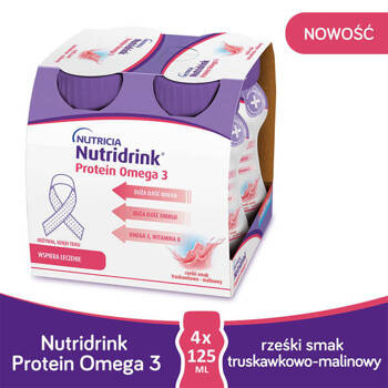 Nutridrink Protein Omega 3 o smaku truskawkowo-malinowym 4x125 ml 