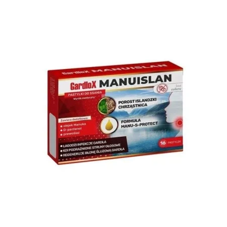 Gardlox Manuislan bez cukru 16 pastylek do ssania