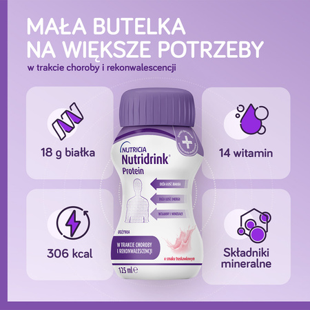 Nutridrink Protein o smaku truskawkowym 4x125 ml DATA WAŻNOŚCI 26.03.2026