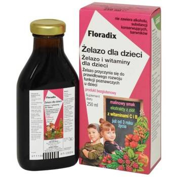 Floradix Żelazo dla dzieci 3+ smak malinowy 250ml