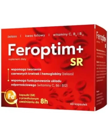 Feroptim+ SR, 60 kapsułek Kapsułki o przedłużonym uwalnianiu z żelazem i witaminami