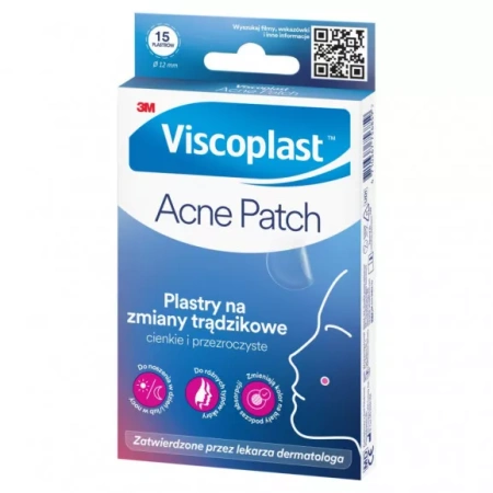 Viscoplast Acne Patch Plastry na zmiany trądzikowe 1 x 15 x 12 mm, 15 sztuk