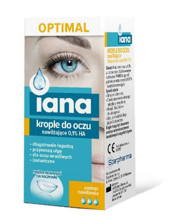 IANA OPTIMAL krople do oczu nawilżające 0,1HA 10ml