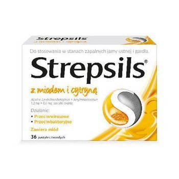 STREPSILS miód i cytryna (1,2 mg + 0,6 mg) x 36 pastylek