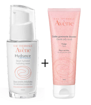 AVENE HYDRANCE INTENSE Serum nawilżające 30 ml + Peeling 75 ml