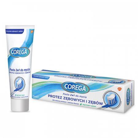 COREGA Pasta 2w1 do mycia protez zębowych 75ml