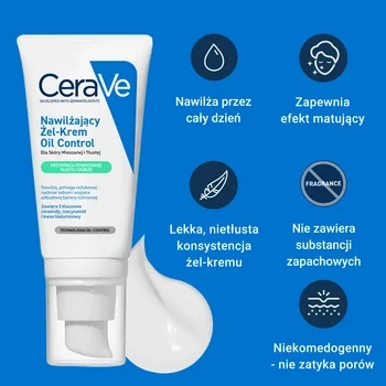 CeraVe Oil Control Żel-krem nawilżający dla skóry mieszanej i tłustej, 52 ml