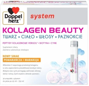  Doppelherz System Kollagen Beauty smak pomarańcza i marakuja 30 ampułek z płynem
