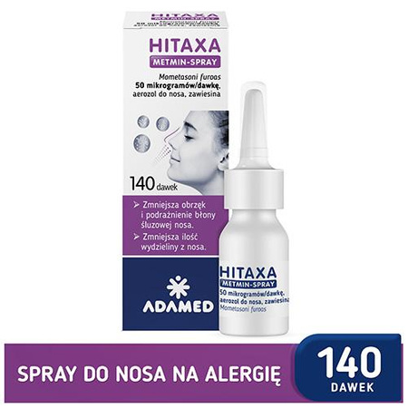 Hitaxa Metmin steryd w aerozolu w leczeniu objawów kataru alergicznego, 140 dawek 